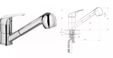Смеситель для кухонной мойки «Rush» Corsica CO4240-25 с выдвижным изливом хром