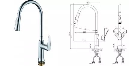 Смеситель для кухонной мойки «Rush» Denis DN0335-23 с выдвижным изливом хром