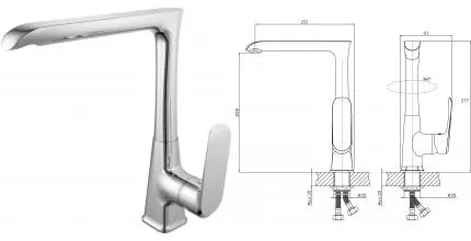 Смеситель для кухонной мойки «Rush» Gozo GZ3735-23 хром