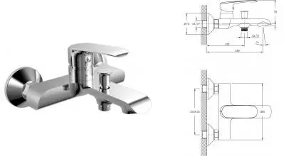 Смеситель для ванны с душем «Rush» Gozo GZ3735-44 хром
