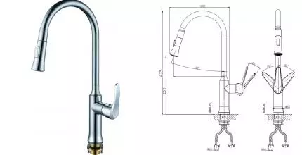 Смеситель для кухонной мойки «Rush» Jawa JA0735-24 с выдвижным изливом хром