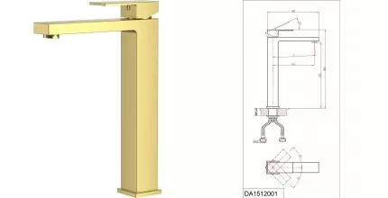Смеситель для раковины «D&K» Bayern.Liszt DA1512007 матовое золото