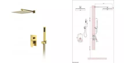 Душевая система «D&K» Bayern.Liszt DA1515707A04 матовое золото Душевая система «D&K» Bayern.Liszt DA1515707A04 матовое золото