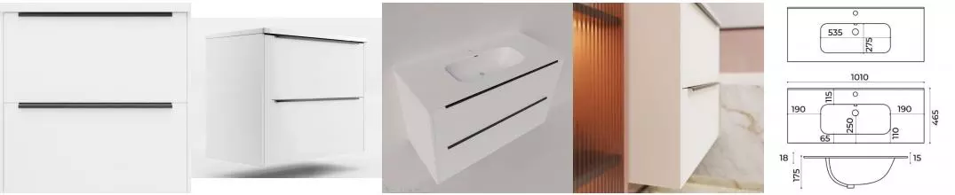 Тумба с раковиной «La Fenice» Tesoro 100 (Slim Line 100) подвесная платиновый белый
