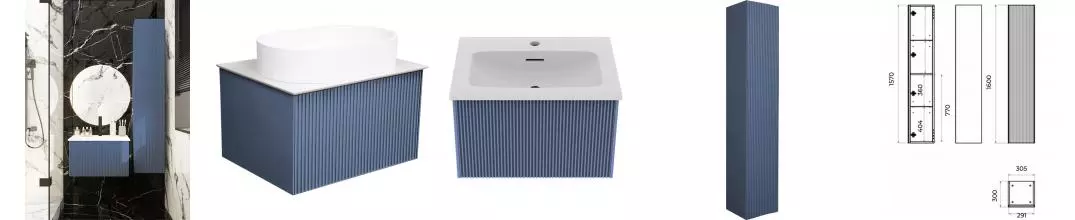 Мебель для ванной подвесная «La Fenice» Terra 60 Blu Grigio Мебель для ванной подвесная «La Fenice» Terra 60 Blu Grigio
