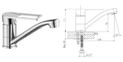 Смеситель для кухонной мойки «ESKO» Belgrade BD 15 хром Смеситель для кухонной мойки «ESKO» Belgrade BD 15 хром