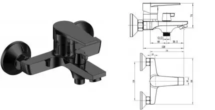 Смеситель для ванны с душем «ESKO» Budapest Black BT54B чёрный