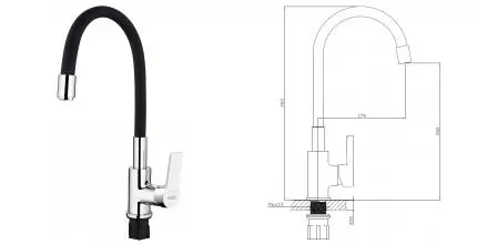 Смеситель для кухонной мойки «ESKO» Coral CL 519 B чёрный/хром