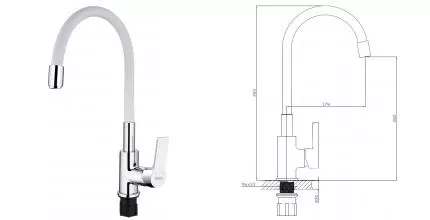 Смеситель для кухонной мойки «ESKO» Coral CL 519 W белый/хром Смеситель для кухонной мойки «ESKO» Coral CL 519 W белый/хром