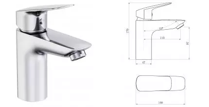 Смеситель для раковины «ESKO» Kaliningrad  хром