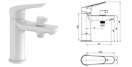 Смеситель на борт ванны «ESKO» Kazan White KZ53W белый