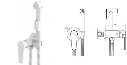 Смеситель с гигиеническим душем «ESKO» Kazan White KZSMHW белый Смеситель с гигиеническим душем «ESKO» Kazan White KZSMHW белый