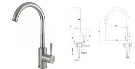 Смеситель для кухонной мойки «ESKO» Kitchen K4 нержавеющая сталь Смеситель для кухонной мойки «ESKO» Kitchen K4 нержавеющая сталь