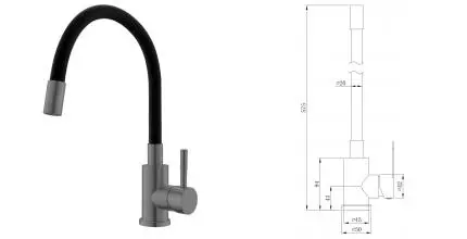 Смеситель для кухонной мойки «ESKO» Snake K44Grafit чёрный/графит Смеситель для кухонной мойки «ESKO» Snake K44Grafit чёрный/графит