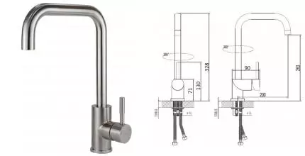 Смеситель для кухонной мойки «ESKO» Kitchen K5 нержавеющая сталь Смеситель для кухонной мойки «ESKO» Kitchen K5 нержавеющая сталь