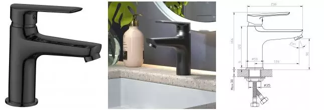 Смеситель для раковины «ESKO» Lagos Black LG26B чёрный