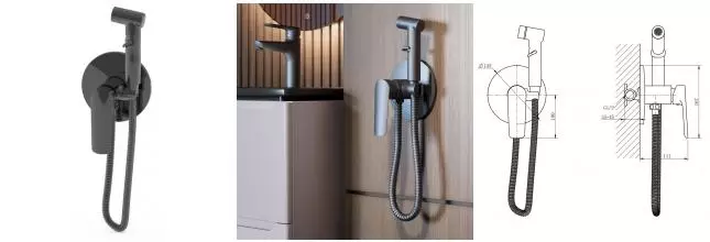 Смеситель с гигиеническим душем «ESKO» Lagos Gun Metal SMHLGGM графит