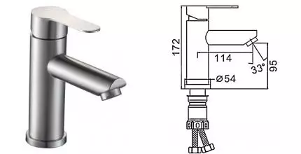 Смеситель для раковины «VODA» Orlando OL 26 нержавеющая сталь Смеситель для раковины «VODA» Orlando OL 26 нержавеющая сталь