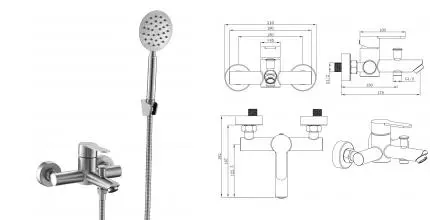Смеситель для ванны с душем «VODA» Orlando OL 54 нержавеющая сталь