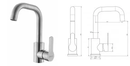Смеситель для раковины «VODA» Orlando OL26M нержавеющая сталь