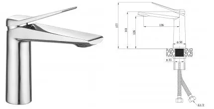 Смеситель для раковины «ESKO» Shanghai SHA26 хром Смеситель для раковины «ESKO» Shanghai SHA26 хром