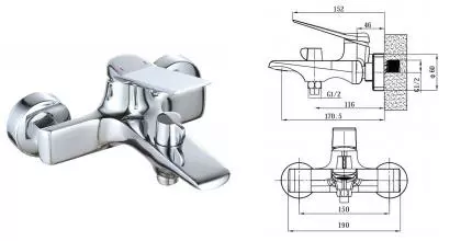 Смеситель для ванны с душем «ESKO» Shanghai SHA54 хром