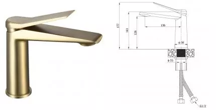 Смеситель для раковины «ESKO» Shanghai Gold SHA26Gold золото