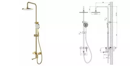 Душевая система «ESKO» Sochi Gold ST260SCGold золото