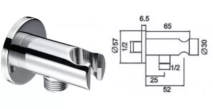 Подключение для душевого шланга «ESKO» SH805 с держателем для лейки хром Подключение для душевого шланга «ESKO» SH805 с держателем для лейки хром