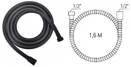 Душевой шланг «ESKO» ASH16 Black 160 см чёрный Душевой шланг «ESKO» ASH16 Black 160 см чёрный