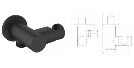 Подключение для душевого шланга «ESKO» SH805 black с держателем для лейки чёрный Подключение для душевого шланга «ESKO» SH805 black с держателем для лейки чёрный