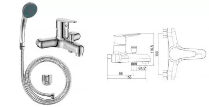 Смеситель для ванны с душем «VODA» Breeze BZ54acs хром