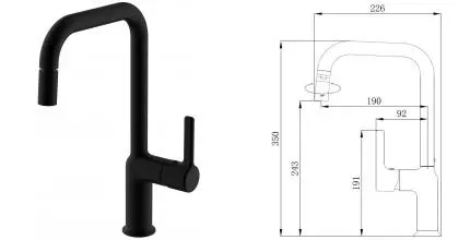 Смеситель для кухонной мойки «VODA» Column Black CLM519B чёрный Смеситель для кухонной мойки «VODA» Column Black CLM519B чёрный