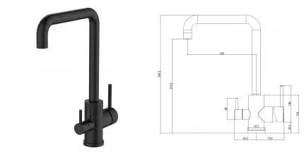 Смеситель для кухни с подключением к фильтру «ESKO» Kitchen FW519Black чёрный