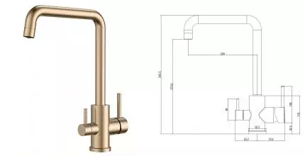 Смеситель для кухни с подключением к фильтру «ESKO» Kitchen FW519G золото Смеситель для кухни с подключением к фильтру «ESKO» Kitchen FW519G золото