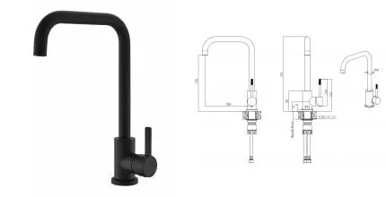 Смеситель для кухонной мойки «VODA» Kitchen K57B чёрный