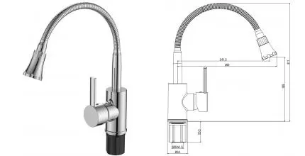 Смеситель для кухонной мойки «VODA» Kitchen KF519 хром