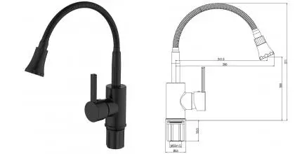 Смеситель для кухонной мойки «VODA» Kitchen KF519B чёрный