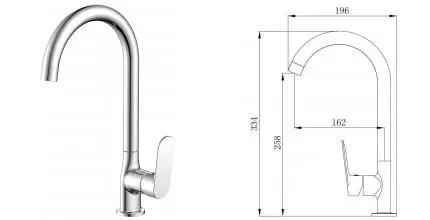 Смеситель для кухонной мойки «VODA» Shore SHR519 хром Смеситель для кухонной мойки «VODA» Shore SHR519 хром