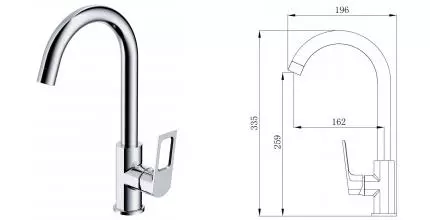 Смеситель для кухонной мойки «VODA» Surf SF519 хром Смеситель для кухонной мойки «VODA» Surf SF519 хром
