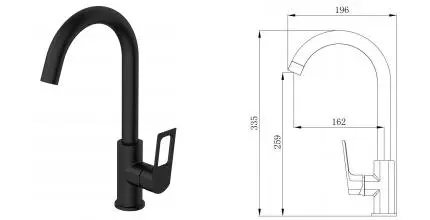 Смеситель для кухонной мойки «VODA» Surf Black SF519B чёрный