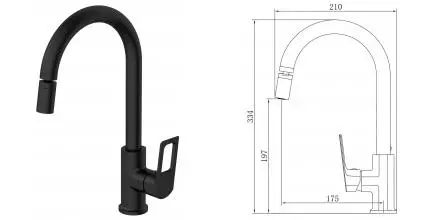 Смеситель для кухонной мойки «VODA» Surf Black SF519BAR чёрный