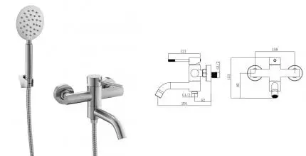 Смеситель для ванны с душем «VODA» Vessel VSL54 сатин Смеситель для ванны с душем «VODA» Vessel VSL54 сатин