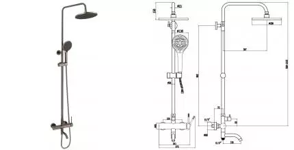 Душевая система «VODA» Vessel VST250VSLGM тёмно-серая