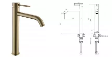 Смеситель для раковины «VODA» Vessel VSL25G золото