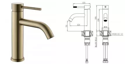 Смеситель для раковины «VODA» Vessel VSL26MG золото Смеситель для раковины «VODA» Vessel VSL26MG золото