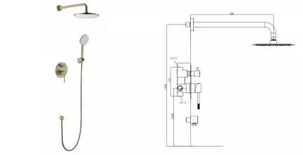 Душевая система «VODA» Vessel VSLG Set_3in1 золото
