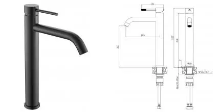 Смеситель для раковины «VODA» Vessel VSL25GM тёмно-серый Смеситель для раковины «VODA» Vessel VSL25GM тёмно-серый