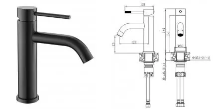 Смеситель для раковины «VODA» Vessel VSL26MGM графит Смеситель для раковины «VODA» Vessel VSL26MGM графит