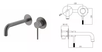 Смеситель для раковины «VODA» Vessel VSL28GM тёмно-серый Смеситель для раковины «VODA» Vessel VSL28GM тёмно-серый